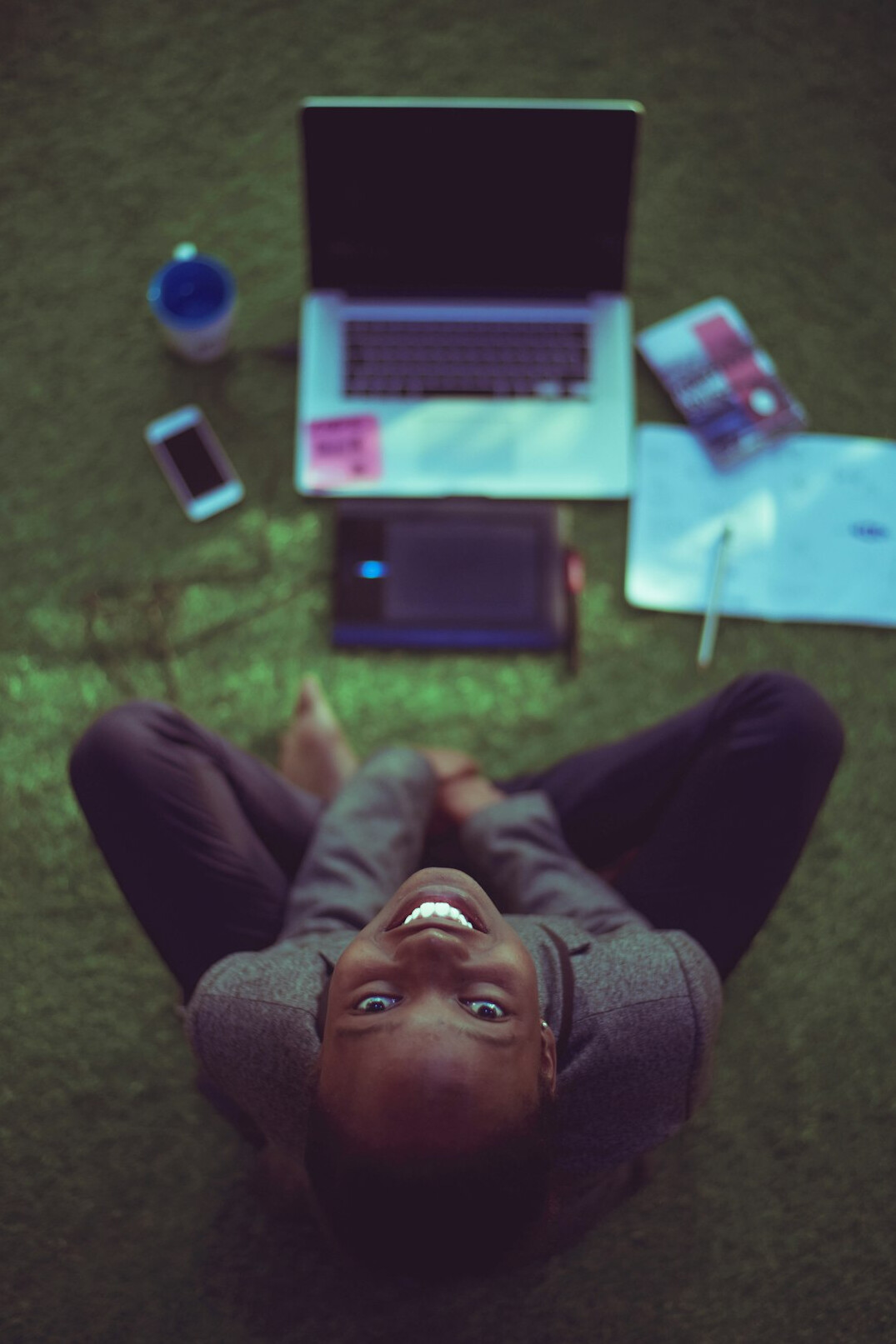 person celebrating career success